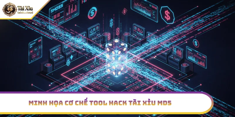 Minh họa cơ chế của công cụ hỗ trợ gian lận tài xỉu MD5